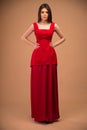Cute trendy woman in red dress