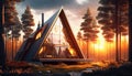 Cute triangle houses on a background of forest Royalty Free Stock Photo