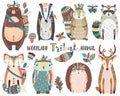 Cute Tribal Woodland Animal Elements Royalty Free Stock Photo