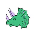 Cute triceratops dinosaur head hand drawing Royalty Free Stock Photo