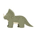 Cute triceratops isolated on white background. Dinosaurs jurassic cartoon in doodle