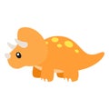 Cute Triceratops Vector Illustration on White