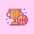 Cute trophy with a basketball cartoon