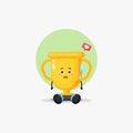 Cute trophy sitting tired icon illustration