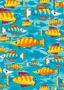 Cute Tropical Fish Pattern Royalty Free Stock Photo