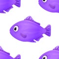 Cute tropical fish on white background. Brightly-coloured ocean fish. Underwater marine wild life. Seamless pattern. Vector Royalty Free Stock Photo