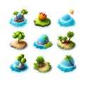 Cute Tropical Island Icons for Gaming and Design.