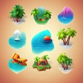 Cute Tropical Island Icons for Your Next Game or App.