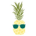 Cute tropical pineapple with sunglasses leaves picture design