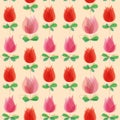 Cute tulips seamless pattern Royalty Free Stock Photo