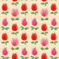 Cute tulips seamless pattern