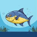 Cute Tuna fish underwater cartoon vector