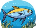 Cute Tuna fish underwater cartoon vector