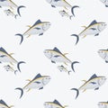 Cute tuna seamless pattern, background textile or wrapping paper or packaging for seafood products