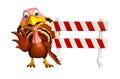 cute Turkey cartoon character wirh baracade Royalty Free Stock Photo