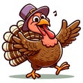 Cute turkey is dancing Royalty Free Stock Photo