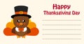 Cute turkey thanksgiving day card Royalty Free Stock Photo