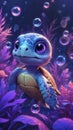 A cute turtle with big eyes and blue shell Royalty Free Stock Photo