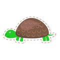 Cute Turtle Cartoon Flat Vector Sticker or Icon Royalty Free Stock Photo