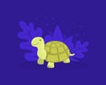 Cute Turtle, Cheerful Tortoise Reptile Animal Cartoon Vector illustration Royalty Free Stock Photo
