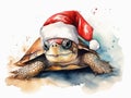 Cute Turtle In A Christmas Hat