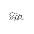 cute turtle, doodle style, hand drawn vector illustration, cute animal