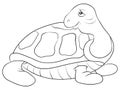 Coloring page,book a cute turtle image for children,line art style illustration for relaxing.