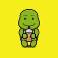 Cute turtle mascot character drinking boba cartoon vector icon illustration Royalty Free Stock Photo