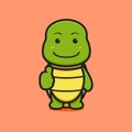 Cute turtle mascot character with good pose cartoon vector icon illustration Royalty Free Stock Photo