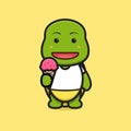 Cute turtle mascot character holding ice cream cartoon vector icon illustration Royalty Free Stock Photo