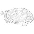 Adult coloring book,page a turtle with ornaments image for relaxing.Zen art style illustration for print