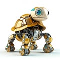 Cute turtle robot, robotic reptile isolated over white background. Created with generative Ai Royalty Free Stock Photo