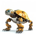 Cute turtle robot, robotic reptile isolated over white background. Created with generative Ai Royalty Free Stock Photo