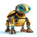 Cute turtle robot, robotic reptile isolated over white background. Created with generative Ai Royalty Free Stock Photo