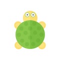 Cute turtle with round green shell, funny animal from geometric shapes