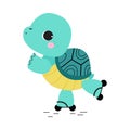 Cute Turtle with Shell and Short Feet Roller Skating Vector Illustration Royalty Free Stock Photo