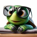 Cute turtle sunbathing in sunglasses Royalty Free Stock Photo