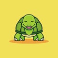 Cute Turtle with Sweet Smile Cartoon. Animal Vector Icon Illustration, Isolated on Premium Vector