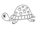 Cute turtle. Vector illustration. Outline drawing cartoon animal For kids collection, design, decor, cards, print Royalty Free Stock Photo