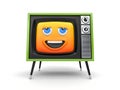Cute TV with smiley face emoticon with thermometer Royalty Free Stock Photo