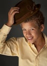 Cute Tween Boy Tipping Hat