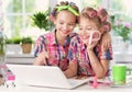 Cute tweenie girls with laptop