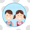 Cute twin baby cartoon icons