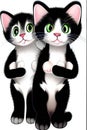 Cute twin kittens digital art