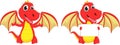 Cute two cartoon red dragon posing Royalty Free Stock Photo