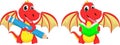 Cute two cartoon red dragon posing Royalty Free Stock Photo