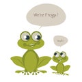 Cute two frogs isolated on white background and speech balloons. Vector Illustration Royalty Free Stock Photo