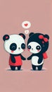 Two Panda Love Illustration