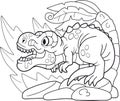 Cute tyrannosaurus, coloring book, funny illustration