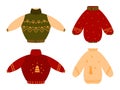 Cute ugly Christmas sweater flat hygge vector set